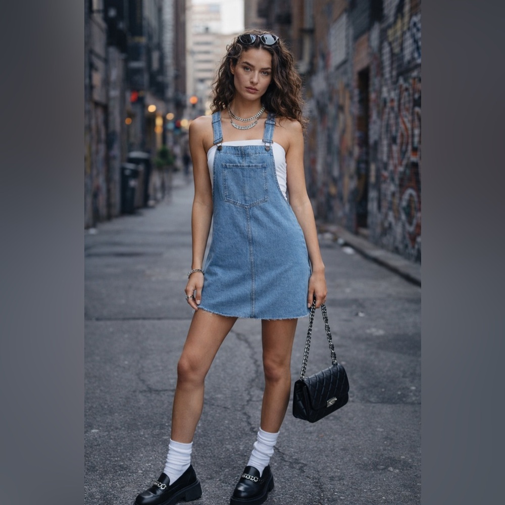 Twik Blue Denim Overall Dress – Size XS